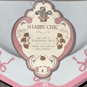 SHABBY CHIC MELAMINE PINK BOW COQUETTE SCALLOPED SOUP SALAD 4 BOWL SET NWT